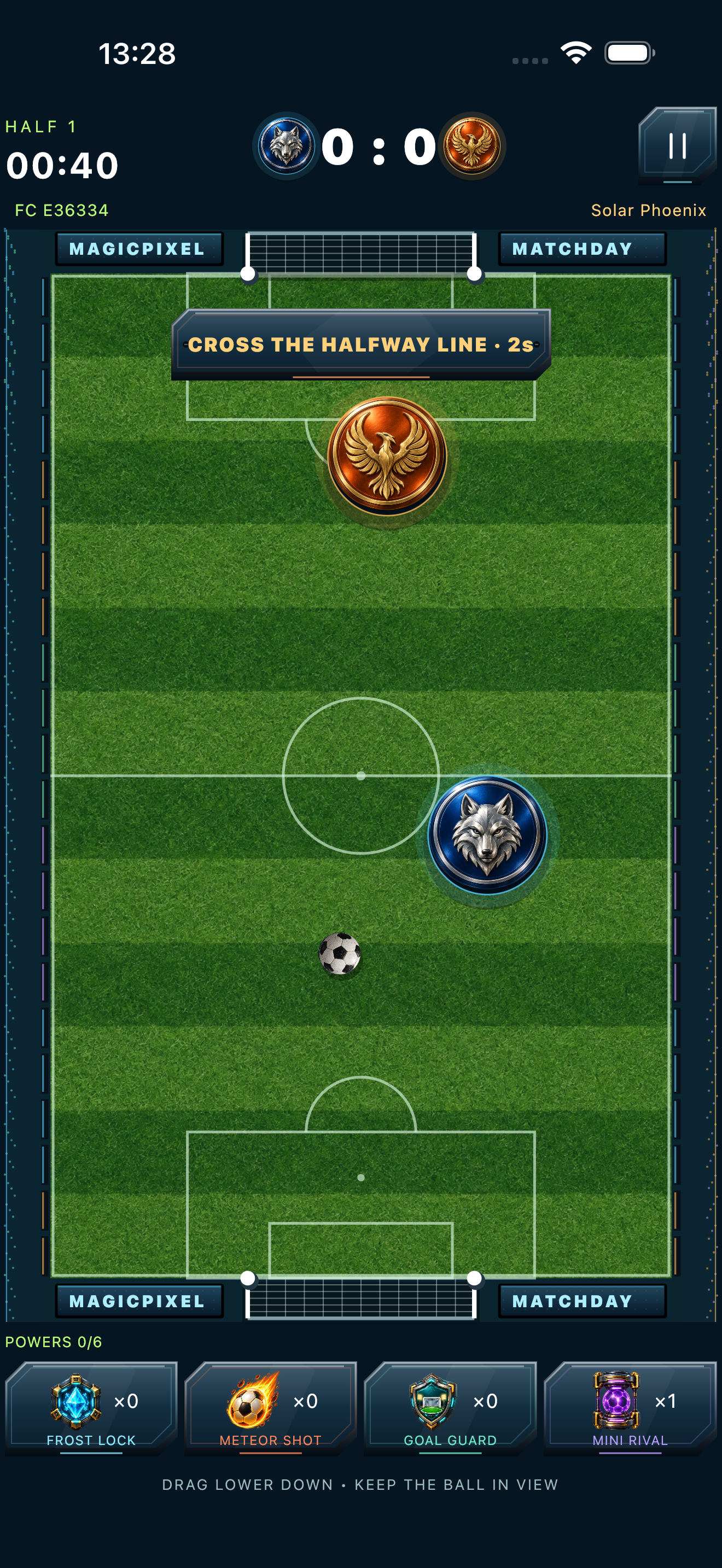 Football duel gameplay on a portrait pitch